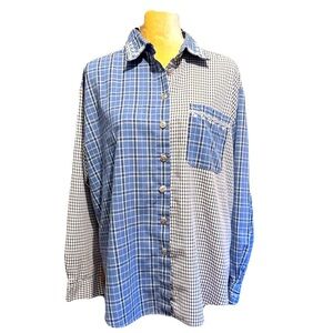 Cabin Creek Color Block Embroidered Long Sleeve Size XL Plaid Button-Down Shirt